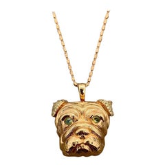 Bull-Dog Diamant Katzenauge Chrysoberyll Gold-Anhänger