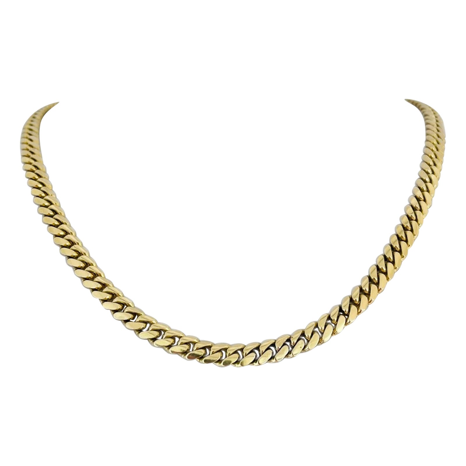 14 Karat Yellow Gold Solid Heavy Cuban Curb Link Chain Necklace