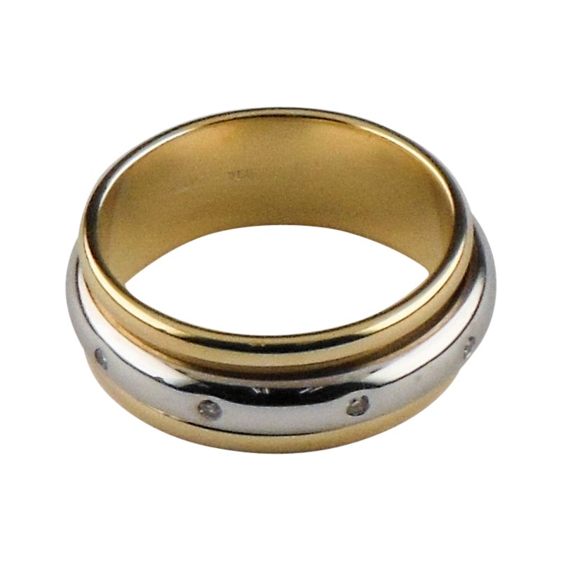 MC Paris 18k Yellow & White Gold Spinner Ring with Diamonds For Sale