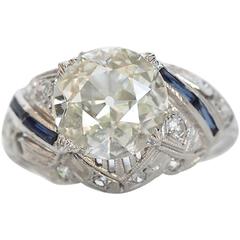 1920s Art Deco 2.22 Carat Old European Diamond Platinum Engagement Ring 5