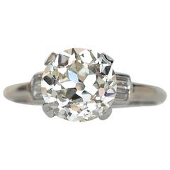 1920s Art Deco 3.04 Carat GIA Cert Old European Cut Diamond Engagement Ring