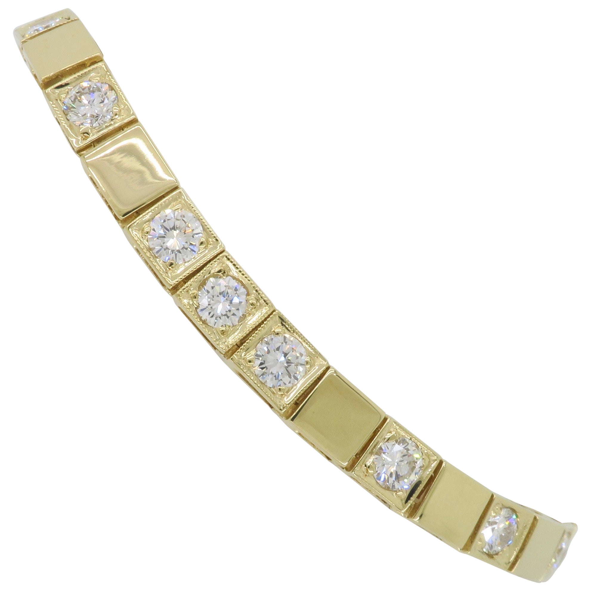 Gold Block and 3.20ctw Diamond Bracelet  For Sale