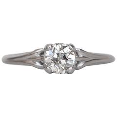 1920s Art Deco .45 Carat GIA Cert Old European Diamond Platinum Engagement Ring 4
