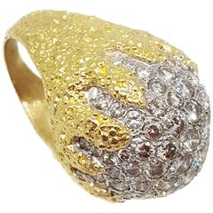 Mid Century Diamond Gold Dome Ring