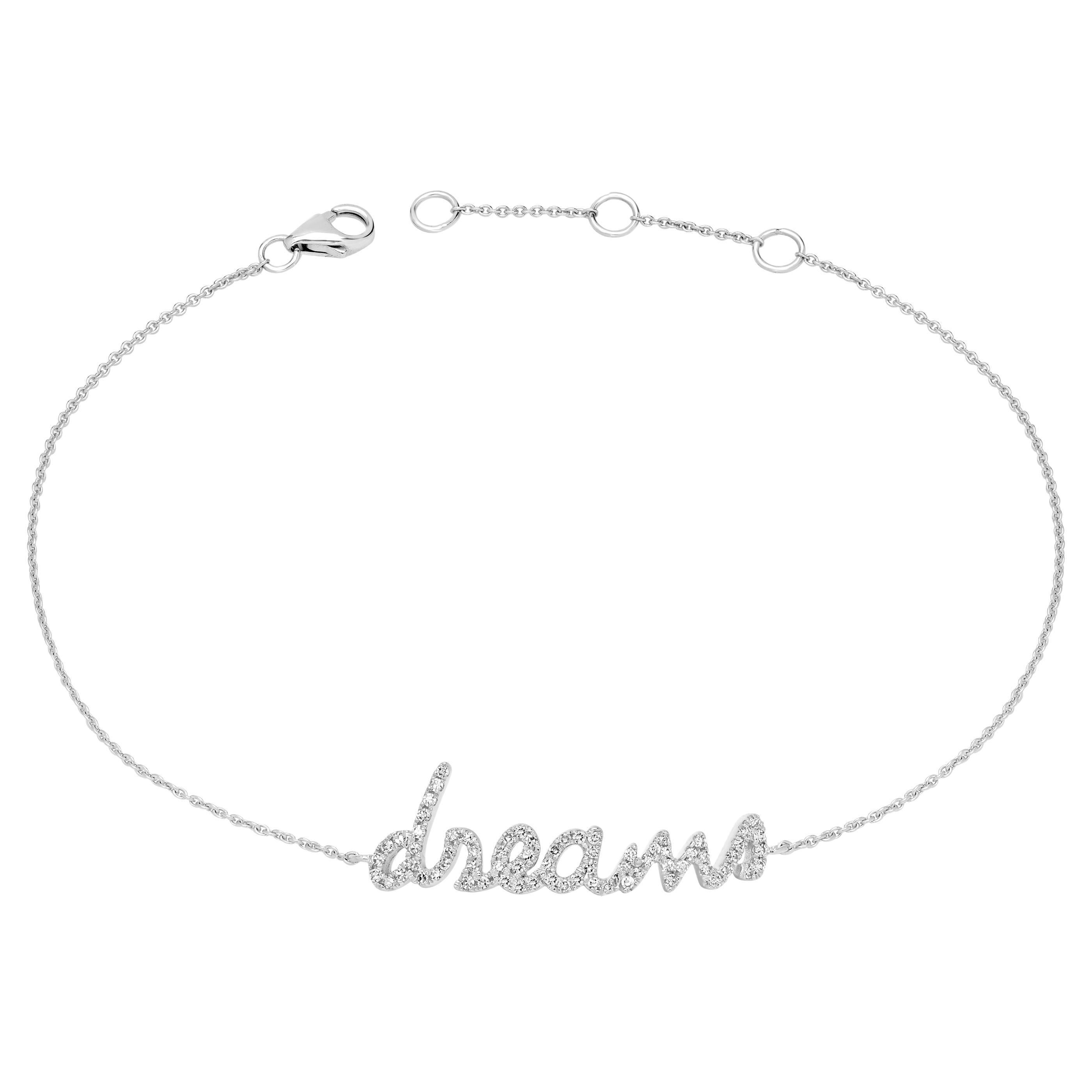 Luxle 14k White Gold 1/5 Carat T.W. Diamond "Dreams" Bracelet For Sale