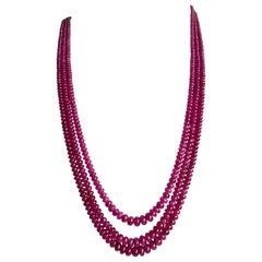 Burmese Ruby Beaded Jewelry Necklace Rondelle Beads Gem Quality