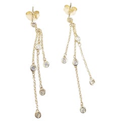 3 Row 12 Station Diamond by the Yard Earrings 14 Karat Yellow Gold