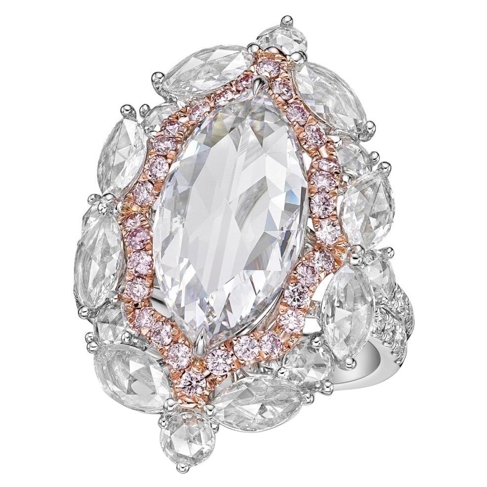 Emilio Jewelry Gia Certified 6.60 Carat Rose Cut Diamond Ring For Sale