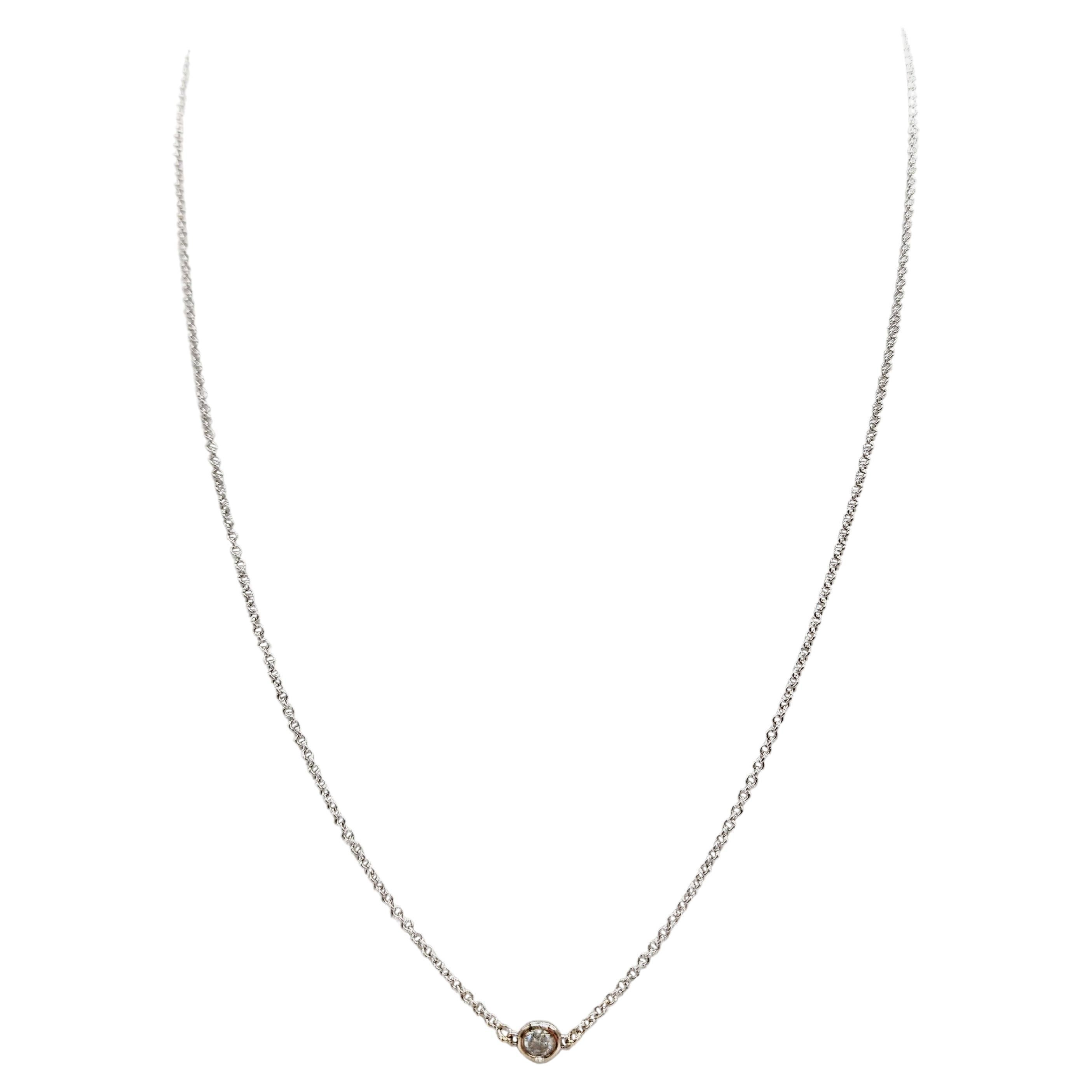 0.13 Carat Single Station Diamond by the Yard Necklace 14 Karat White Gold For Sale