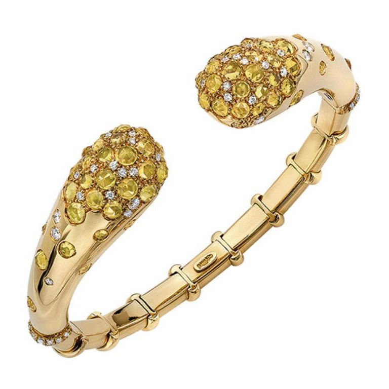 Bracelet 18KT YG g.Verdi pour Cellini  8.58Cts.Yellow Sapphire .89 Cts Diamonds en vente