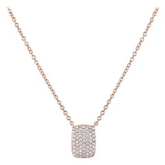 Luxle Rectangle Pendant Necklace with 0.21 Carat Round Diamond in 14k Rose Gold