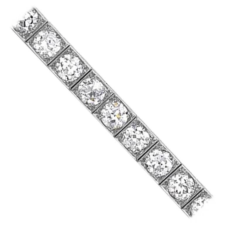 1920s Black Starr & Frost 21 Carats Diamonds Platinum Line Bracelet For Sale