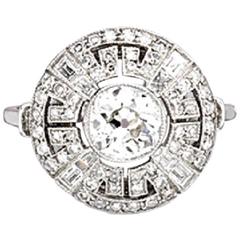 Art Deco Brilliant Cut Diamond Platinum Ring 8
