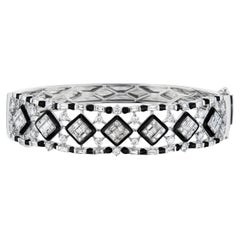 Nigaam 1.82 Cttw. Diamond with 0.40 Cts. Enamel Bangle in 18k White Gold
