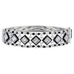 Nigaam 1.82 Cttw. Diamond with 0.40 Cts. Enamel Bangle in 18k White Gold