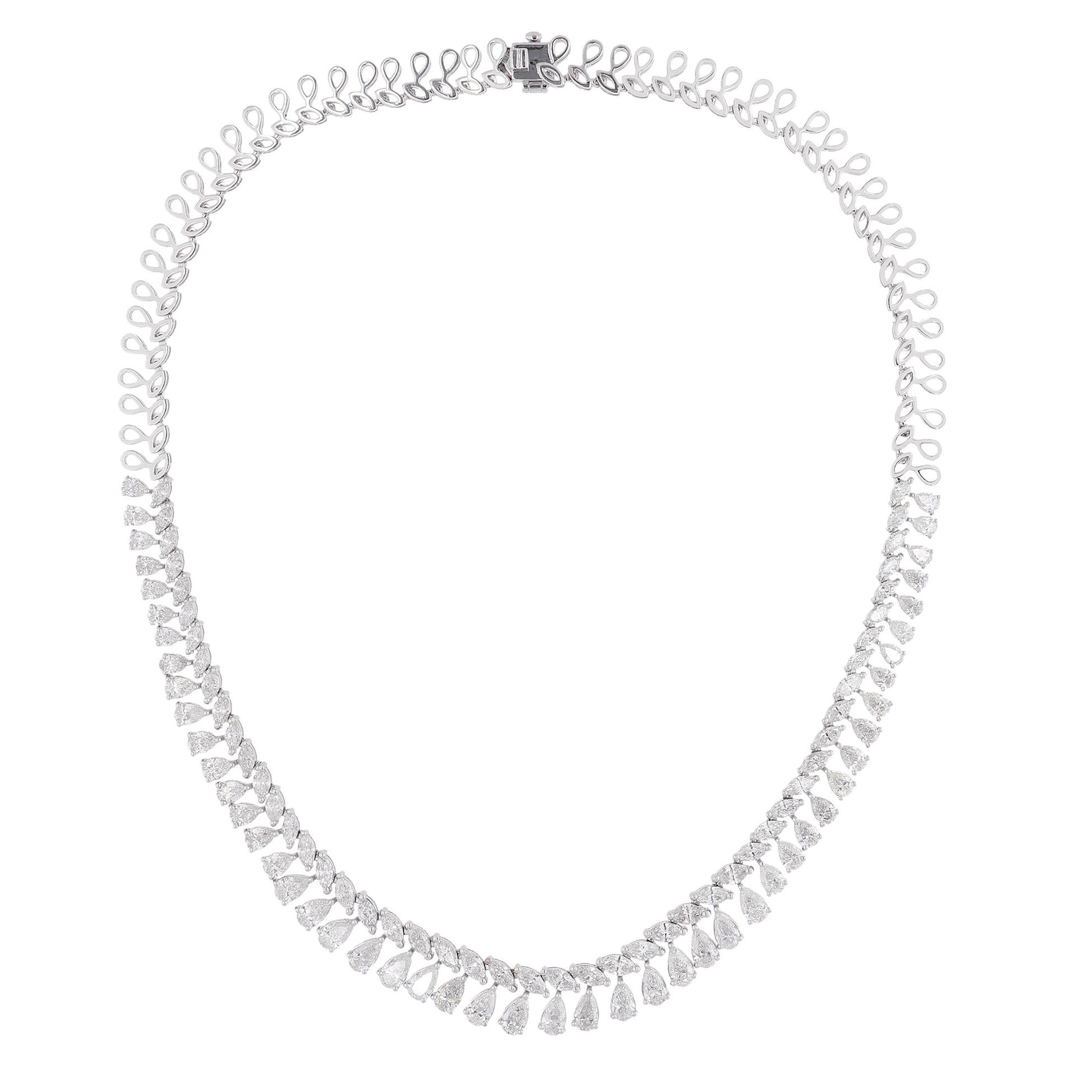 18 Carat SI/HI Pear Marquise Diamond Fine Designer Necklace 14 Karat White Gold For Sale