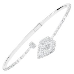 Nigaam 1.73cttw Diamond Spear-Shaped Bypass Bangle in 18k White Gold