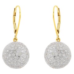 Boucles d'oreilles clips en or jaune 14k avec diamant véritable de 2,10 carats