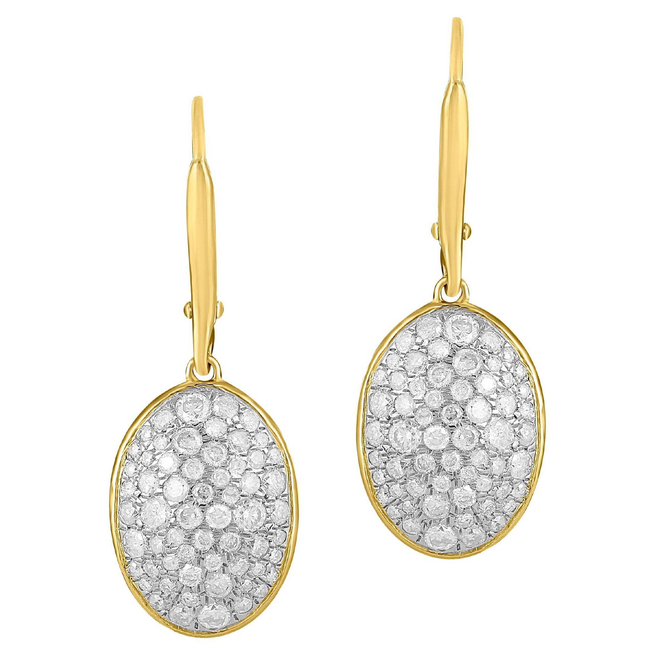 Geometrie 1.36ct. t.w. Diamant-Mosaik-Tropfen-Ohrringe aus zweifarbigem 925er Silber im Angebot