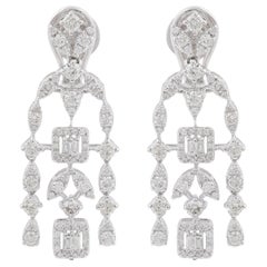 3 Carat SI Clarity HI Color Diamond Chandelier Earrings 18k White Gold Jewelry
