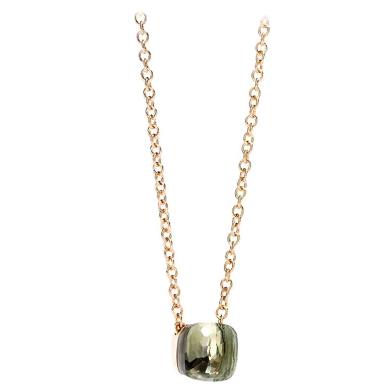 Pomellato Pendant Nudo Petit with Prasiolite and Chain in Rose Gold F.B601-O6-PA For Sale