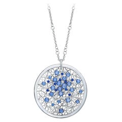 18kt White Gold Open Work Pendant with 9.24ct Sapphires & 1.70 Ct Diamonds