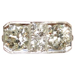 Antique Art Deco Textured Platinum Double Diamond Saddle Ring 2.57cttw