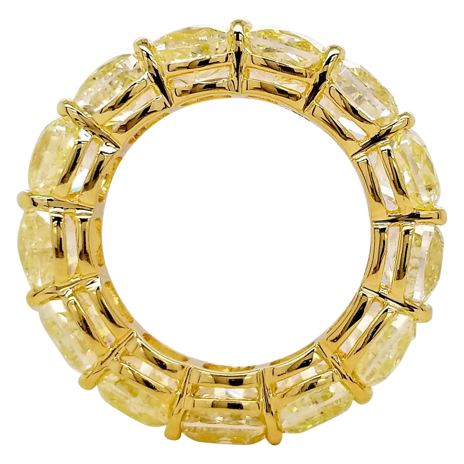 Scarselli, bague d'éternité en or jaune 18 carats avec diamants jaunes clairs certifiés GIA