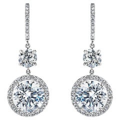 Orecchini pendenti con diamanti tondi brillanti da 13 carati certificati I - K SI1 VS1
