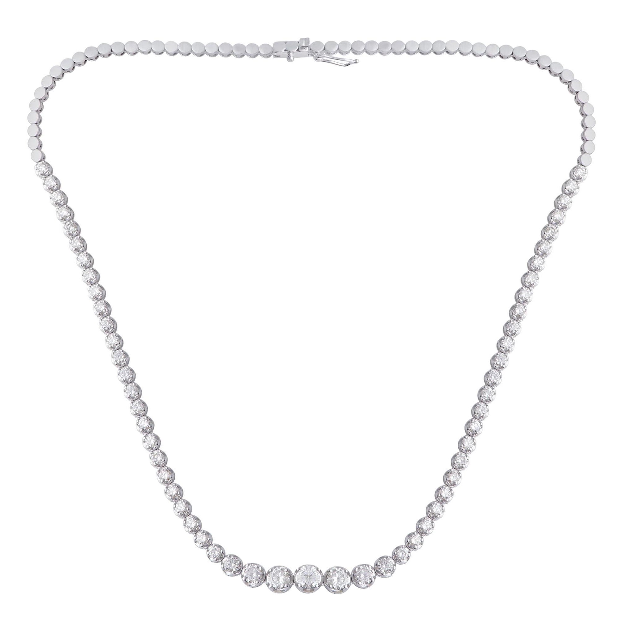 6.1 Carat SI Clarity HI Color Diamond Chain Necklace 14 Karat White Gold Jewelry