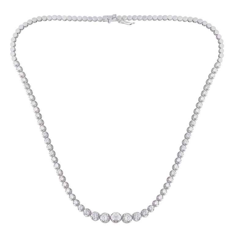 6.1 Carat SI Clarity HI Color Diamond Chain Necklace 14 Karat White