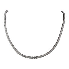 35.1 Carat SI Clarity HI Color Diamond Tennis Chain Necklace 14 Karat White Gold
