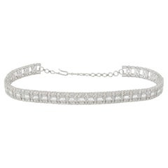 13.35 Carat SI/HI Baguette Diamond Choker Necklace 14 Karat White Gold Jewelry