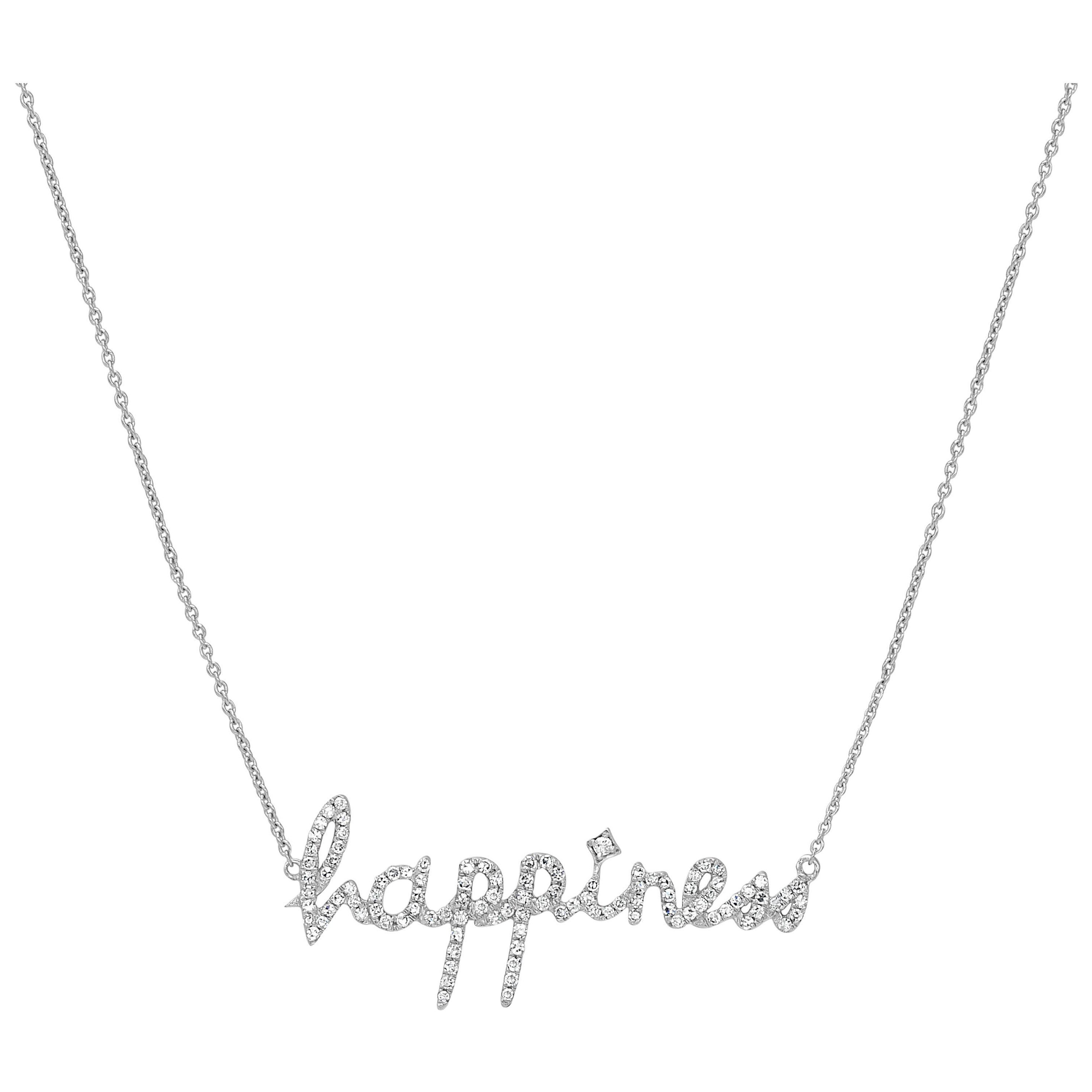 Luxle 1/3 Carat T.W. Diamond "Happiness" Necklace in 14k White Gold For Sale
