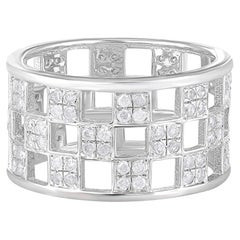 Edelsteinkunde 1,07ct. T.W. Diamant-Freiform-Gitterband-Ring aus 925 Sterling Silber