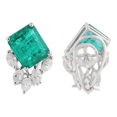 Processed Gemstone Stud Earrings Marquise Diamond Solid 14k White Gold Jewelry