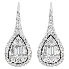 Luxle 1.79cttw. Diamond Tear Drop Earrings in 18k White Gold