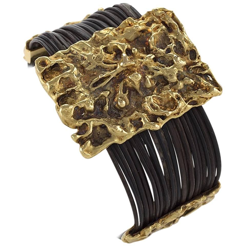 Van Cleef & Arpels Paris Gold and Elephant Hair Modernist Bracelet