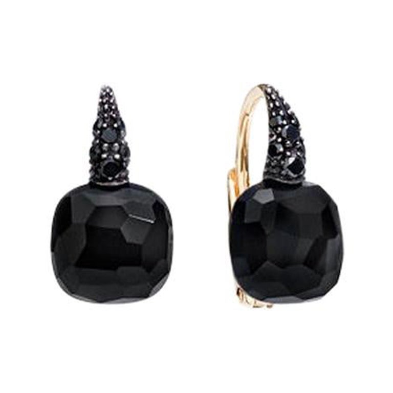 Pomellato Capri Earrings in Rose Gold with Onyx and Black Diamonds O.B104O7BBON