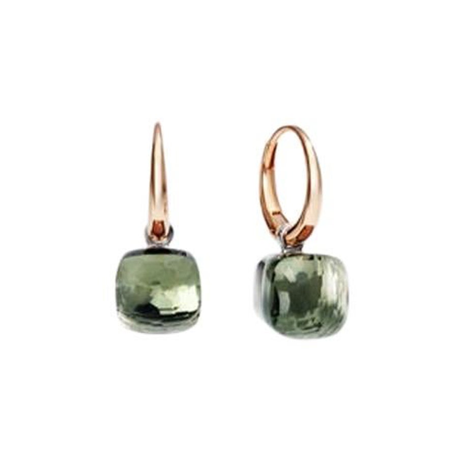 Pomellato Nudo Earrings Rose Gold and White Gold with Prasiolite O.B201/O6/PA For Sale