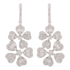 2.4 Carat SI Clarity HI Color Diamond Multi Heart Dangle Earrings 14k White Gold