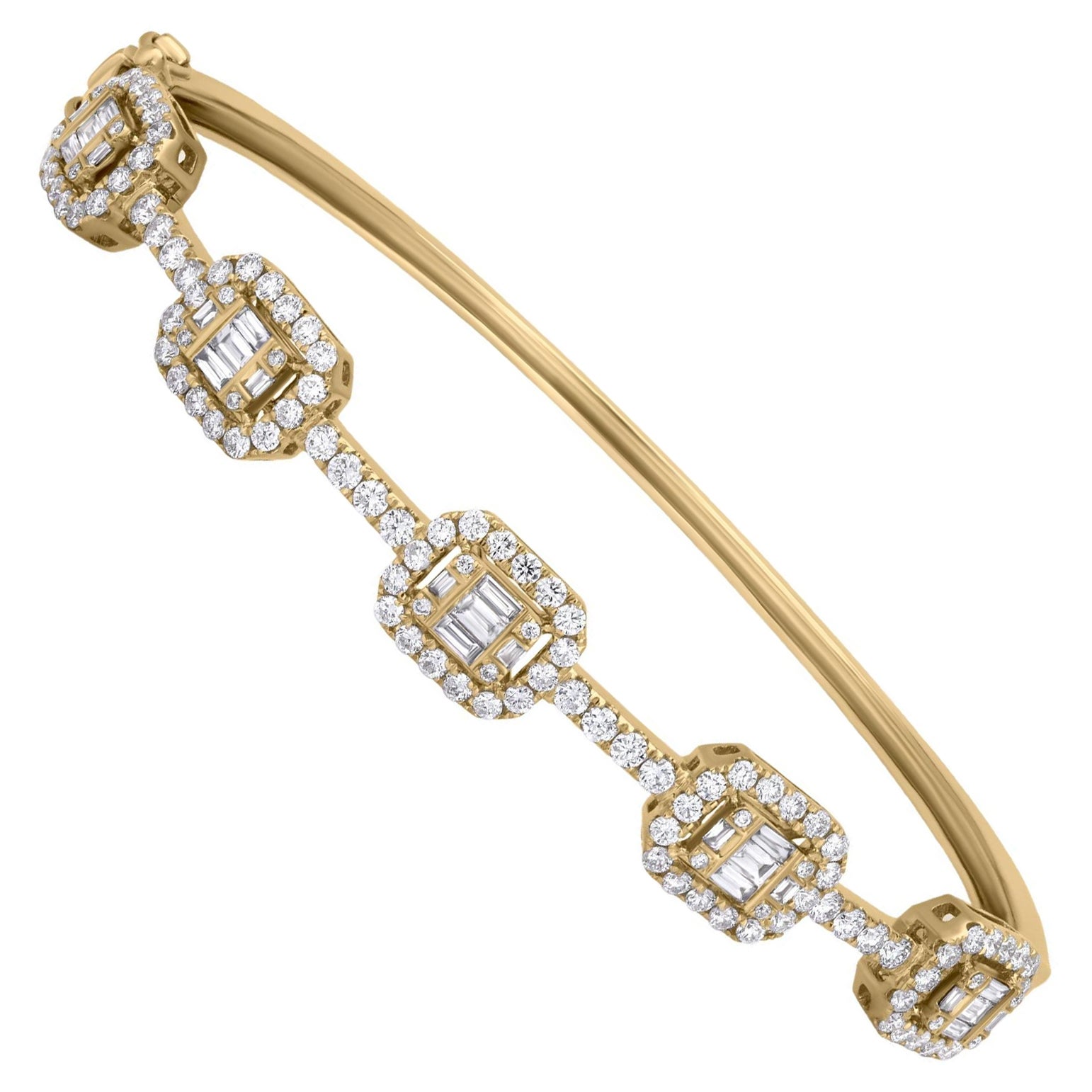Luxle 1.48 Carat T.W. Diamond Frames Bangle Bracelet in 18k Yellow Gold For Sale