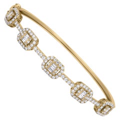 Luxle 1.48 Ct. T.W. Bracelet jonc en or jaune 18 carats avec cadres en diamants