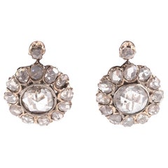 Antique Gold Italian Rose Cut Diamond Earrings