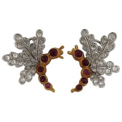 Buccellati Ruby Rose Cut Diamond Gold Earrings
