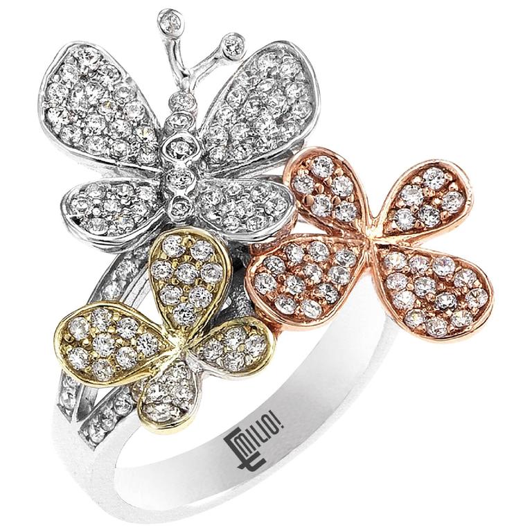 Diamond Gold Butterfly Ring at 1stDibs