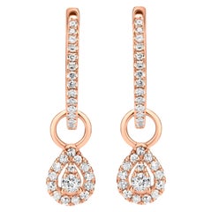 Luxle 0.22cttw Diamond Teardrop Hoop Earrings in 18k Rose Gold