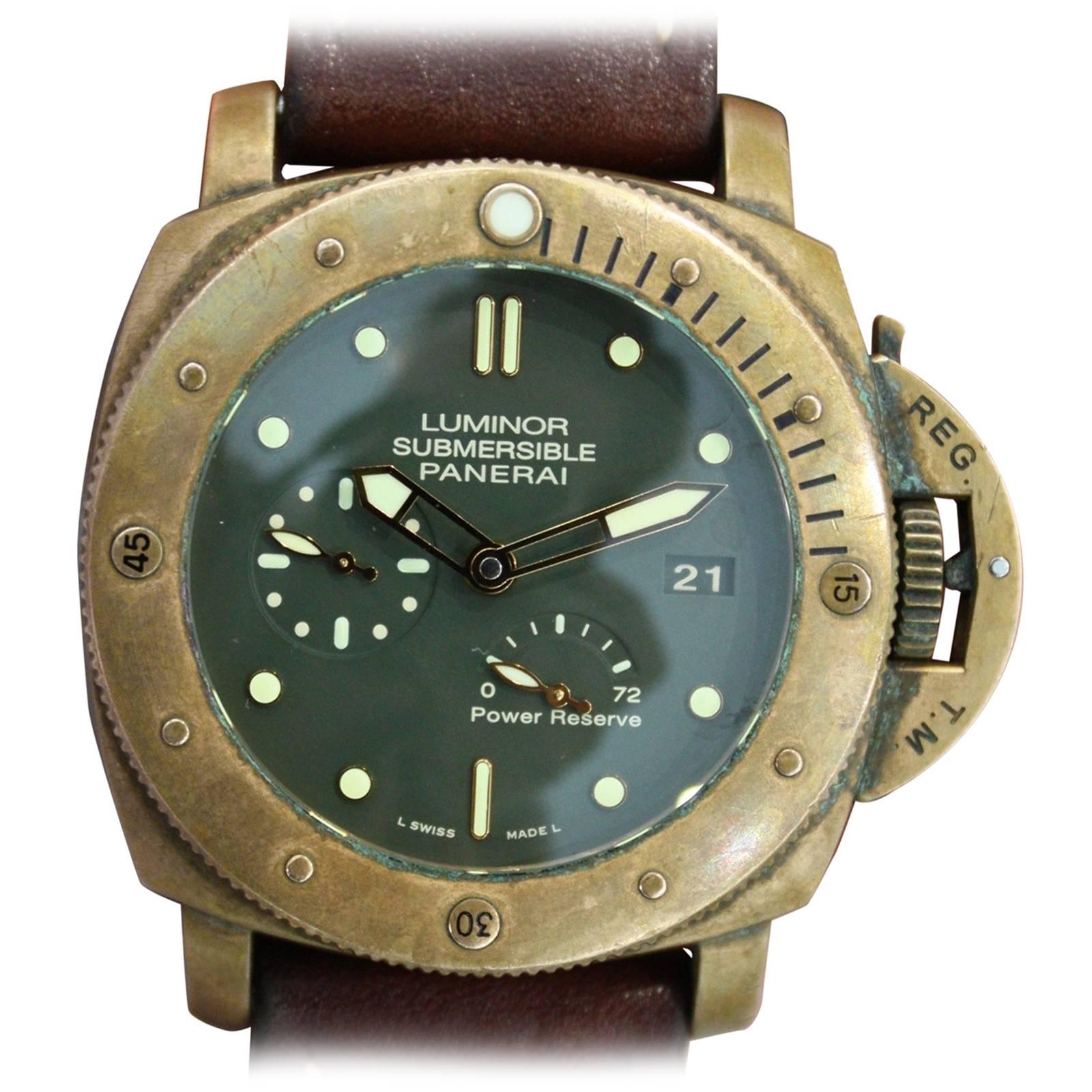 Panerai Bronze Luminor Bronzo Submersible 3 Day Reserve Automatic Wristwatch