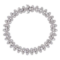 Jay Feder 18k White Gold Diamond Cluster Floral Motif Tennis Bracelet