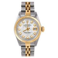 Rolex Lady TT Datejust Mother of Pearl Diamond Dial Fluted Bezel Jubilee Watch